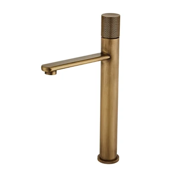Homary Monobloc Antique Brass Bathroom Tall Basin Tap Single Knob Solid Brass