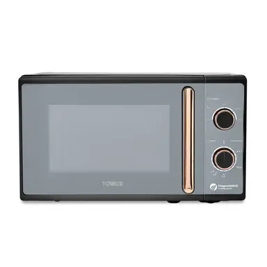 Tower Cavaletto Manual Microwave - Black & Rose Gold, 20L, 800W, with 5 Power Levels & 35 Minute Timer, T24038RG