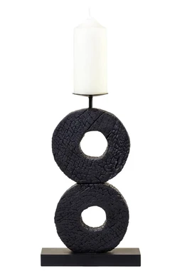Fifty Five South Candle Holder Fidel Charred Black Large