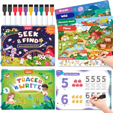 JoyCat Preschool Learning Activities Set (2 Pack) – Seek & Find Game Books and Letters Numbers Handwriting Practice Tracing Workbooks for Toddlers & Kids, Birthday Gifts for Girls and Boys Ages 3-5