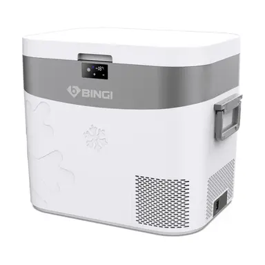 BINGI Draagbare auto-koelkast 22 liter, 12V/24V DC & 100-240V AC dubbele stroomvoorziening, -18℃ tot 15℃ instelbare koelkast, koelbox voor kamperen, campervan, reizen, RV, vrachtwagen, picknick, boot