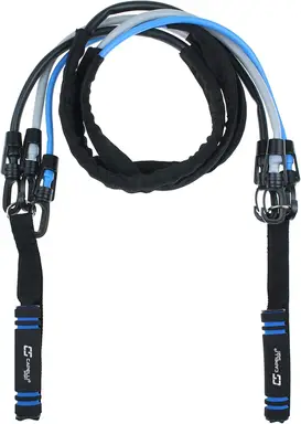 3-in-1 Widerstandsband - TPE - 120 cm - Einfach einstellbare Klammern zum Hinzufügen oder Entfernen von Bändern für die gewünschten Widerstandsebenen, Schaumgriffe, Ideal für Bizepscurls.