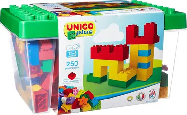 Unico Plus 8525 – Box mit Bausteinen, 18 Monate - 5 Anni (250 Teile)
