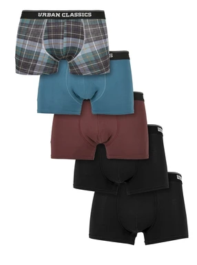 Urban Classics Organic Boxer Shorts 5-Pack Underwear - Bottoms plaidaop+jasper+cherry+blk+blk M