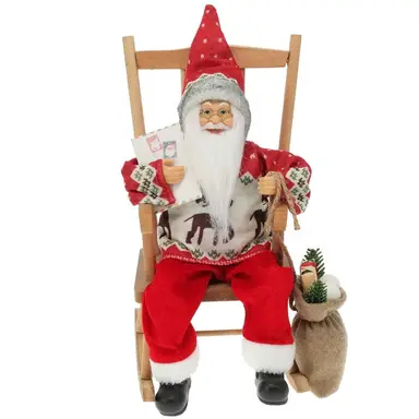 SANTA 35CM GREY ROCKING CHAIR