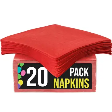 Unique Party Lunch Napkins, Red, 20 Pack