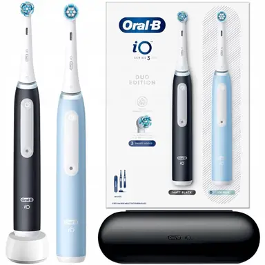 ORAL-B iO Series 3 Duo Zwart/IJsblauw - Elektrische tandenborstel - Slimme detectie Tandvleesverzorging