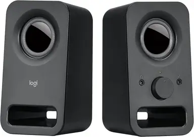 Logitech Z150 PC-Lautsprecher, Stereo-Sound, 2 Lautsprecher, 6 Watt Spitzenleistung, 3,5 mm Eingang, Bedienung am rechten Lautsprecher, Kopfhörerbuchse, EU-Stecker, PC / TV / Handy / Tablet - Schwarz