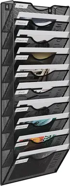 Senhoglb 10 Tier A4 Mesh Wall Pocket File Holder，Black, New Year Sale , Top gift picks