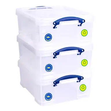 Really Useful Plastic Storage Box 18L Clear (Pack of 3)