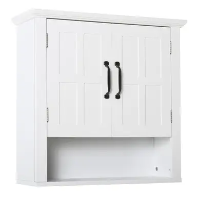 HOMCOM Bathroom Cabinet, 3-Tier Bathroom Wall Cabinet with Adjustable Shelf and 2 Doors, Storage Cabinet for Over the Toilet, White