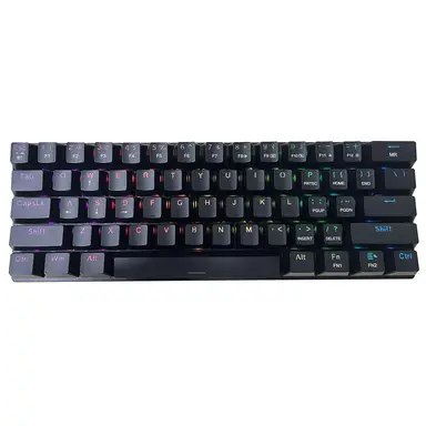 ETek 60% Tri-Mode mechanische Tastatur, US-QWERTY-Layout, RGB-Hintergrundbeleuchtung, klickender blauer Switch, 61 Tasten, wiederaufladbare Mini-Funktastatur für iPad, Mac, PC, Xbox