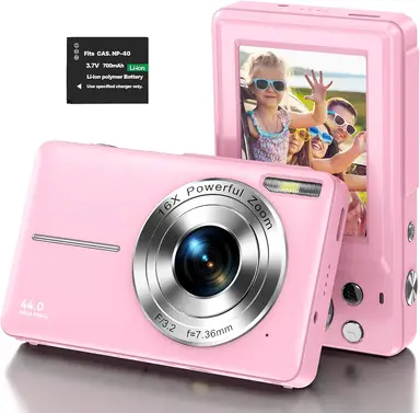 Songdian Pocketcamera 4K 64MP – Voor fotografie en video, 16x zoom – Roze