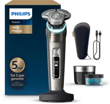 Philips scheerapparaat i9000 Prestige, XP9203/30, nat en droog elektrisch scheerapparaat, met Skin IQ-technologie, Triple Lift & Cut-systeem, 360 roterende dubbele stalen precisiescheerbladen