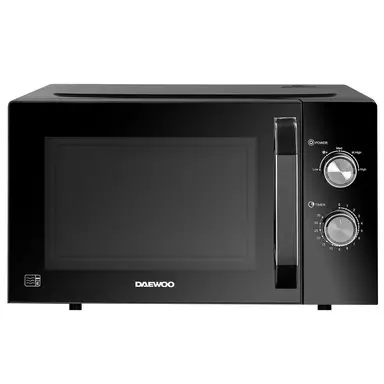 DAEWOO Solo Microwave - 800W, 23L, Black, Manual Controls, 5 Power Settings, Auto Defrost Function, Glass Turntable and Windowed Door, SDA2085GE