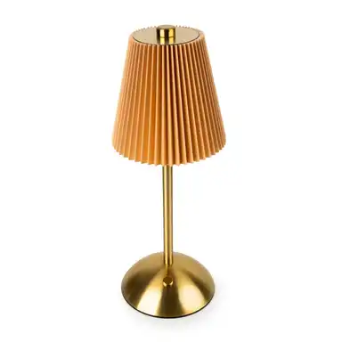 Candlelight Table Lamp LED Pleated Ginger/Gold H:30cm