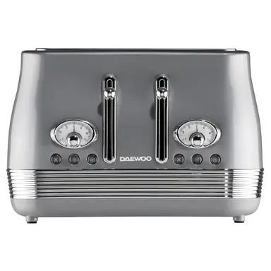 DAEWOO Denver 4 Slice Retro Toaster, Wide Slots, Smoked Grey - SDA2748GE