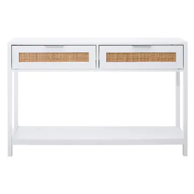 Interiors by Premier Console Table 2 Drawers Sherman White/Rattan