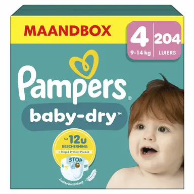 Pampers Baby-Dry Luiers Maat 4 – Maandbox 204 Luiers