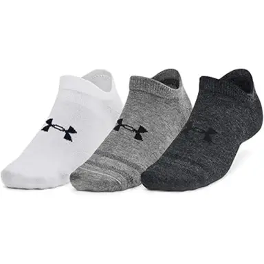 Under Armour Essential Unisex 3-Pack No-Show Socks - Castlerock/White/Black