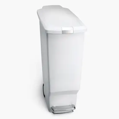 Simplehuman 40L Plastic Slim Pedal Bin, White