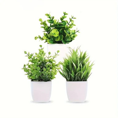 3Pcs 6.69in/17cm
Artificial Plant Flowerpot Artificial Plastic Eucalyptus Plant Wheat Grass Shrub Plant Indoor Desk Coffee Table Bathroom Bedroom Home Decoration
