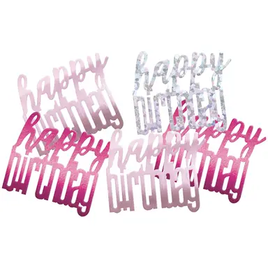 Unique Party Unique Glitz Pink Happy Birthday Confetti, 14g, 1 pack