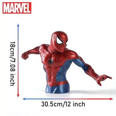 1pc Marvel Spider-Man Piggy Bank Officially Licensed 3D PVC Waterproof Shatterproof Figurine Money Box  Metallic Coin Bank Home Decor Collectible Desktop Organizer Savings Jar Gift