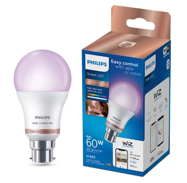 Philips Smart Light Bulb LED Globe Frosted Bayonet B22 Full Colour & Warm/Cool Spectrum 60W