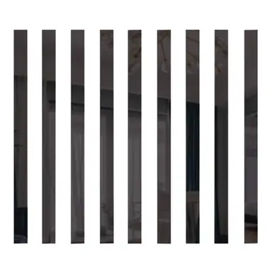 10pcs PVC mirror stickers, vertical stripes, gold-colored, self-adhesive, multi-piece pack, minimalist decorative splicing mirror for living room and bathroom.black,5*35cm