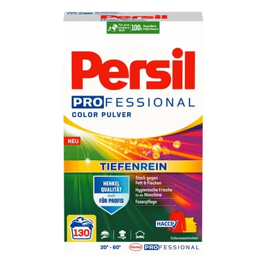 PERSIL Professional Color Waschpulver, 130 Waschladungen (8,45kg), Stark gegen Fett & Flecken, Frischer Duft