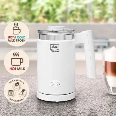 Melitta Milchaufschäumer für kalte und warme Milch, antihaftbeschichteter Behälter, CREMIO [Energieklasse A]