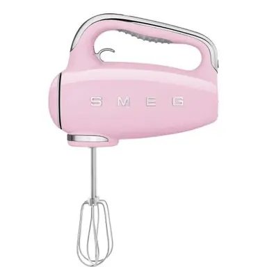 SMEG HMF01PKEU Handmixer, 9 Geschwindigkeitsstufen, Turbofunktion, Sanftanlauf-System, 4 Schneebesen, 2 Knethaken und Rührbesen, 250W, Rosa