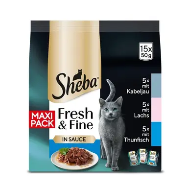 Sheba Fresh & Fine in Sauce mit Lachs, Thunfisch & Kabeljau 15 x 50 g