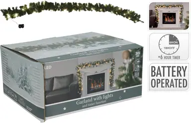 Nampook Weihnachtsdeko Kranz Timerfunktion 30er LED 270cm