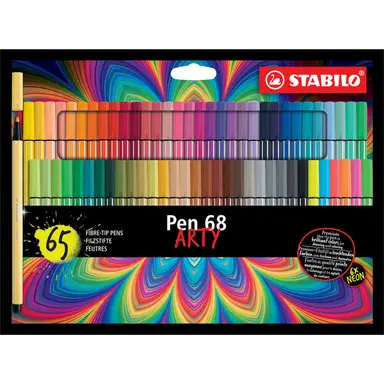 STABILO Pen 68 - Premium Fibre-Tip Pen - ARTY - Pack of 65 - Assorted Colours