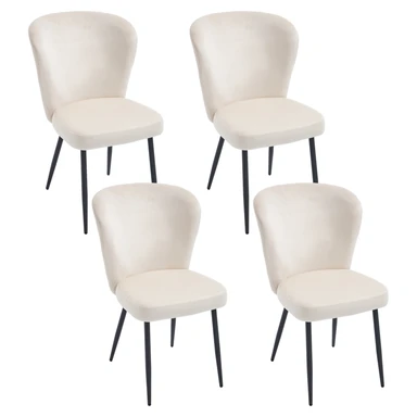 Kaufhof Esszimmerstuhl Samt Vierbeiner 4er-Set, Beige