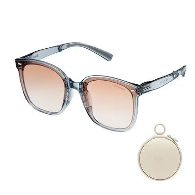 Beneunder FD421, Oversized Foldable Sunglasses, UV400 & Anti-Glare Lenses, Lightweight Blush Frame for Driving/Travel, Light Gray