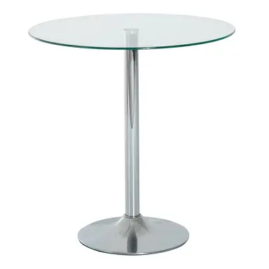 HOMCOM Round Bar Table, Modern Dining Table with Tempered Glass Top and Steel Frame for 2, Easy Assembly for Breakfast Bar, Dining Room, 70 x 70 x 74.5cm, Clear