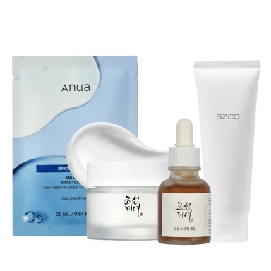 K-Beauty Sommer-Bestseller Glass Skin Set: Gesichtsreiniger + Serum + Gesichtscreme + Gesichtsmaske