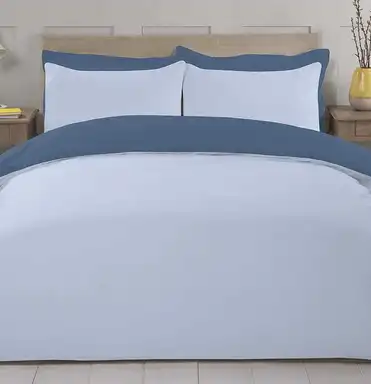 NightComfort Duvet Cover Set Plain Reversible Polycotton Blue/Navy Double
