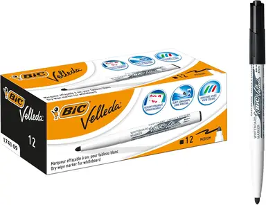 Bic Velleda 1741 Whiteboard Marker Bullet Tip Black Pack of 12