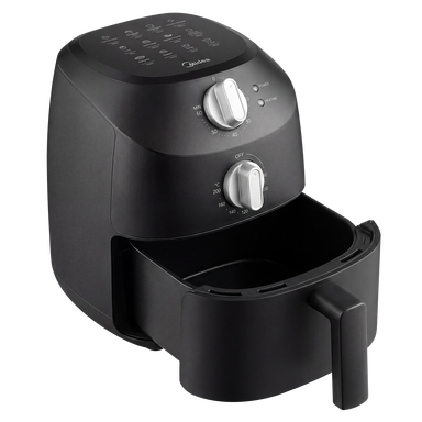 Midea air fryer sans huile 2 L compacte, 1150 W, panier antiadhésif facile à nettoyer et compatible lave-vaisselle, conception peu encombrante pour petites cuisines, modèle MAF20P0BPK