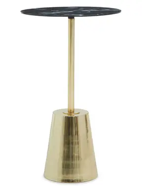 Interiors by Premier Side Table Avola Gold Finish/Black Marble Effect Top
