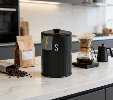 BLACKMOOR Embossed Sugar Canister - Black