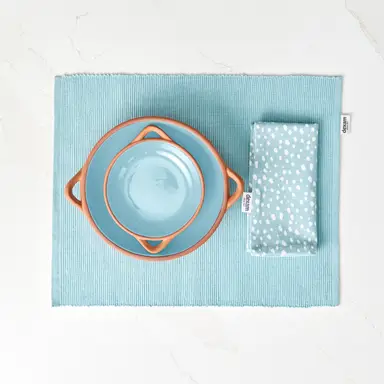 Dexam Placemat & Napkin Set Sintra Spotted 100% Cotton Duck Egg