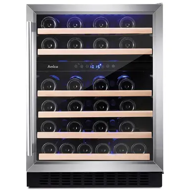 Amica AWC600SS 60 cm Freestanding Dual-Zone Wine Cooler – 46 Bottle Capacity – Stainless Steel