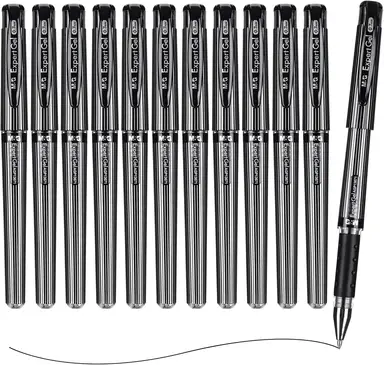 M&G ExpertGel Gel Pens, 12 Pack Black Ink Gel Pens, Medium Point 0.7 mm, Quick Dry, Smooth Writing Gel Ink Pens with Anti-Slip Grip and Cap for Office and School