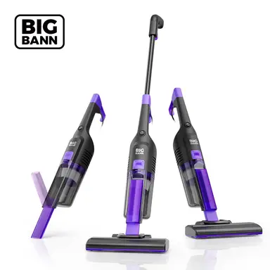 BIGBANN 3-in-1 Stick Vacuum Cleaner, Lightweight Corded Handheld Vacuum with 18kPa Suction, Upright Storage, 5m Cord, HEPA Filter for Hard Floor, Pet Hair and Small Spaces, Black,Flit F