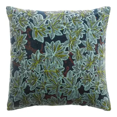 HOUSSE DE COUSSIN IMPRIME ARIANE PETROLE  GARNISSAGE OFFERT